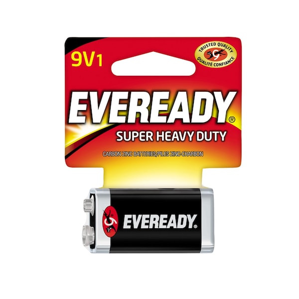 Eveready Super Heavy Duty 9Volt Zinc Carbon Batteries Carded 1222SW Zoro
